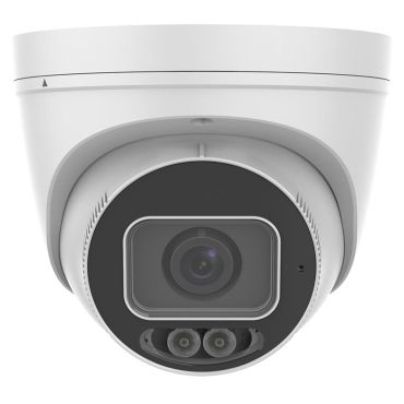 4 Megapixel Starlight White Light LED Fixed Lens IP Turret Security Camera with built-in analytics, audio and alarm 
