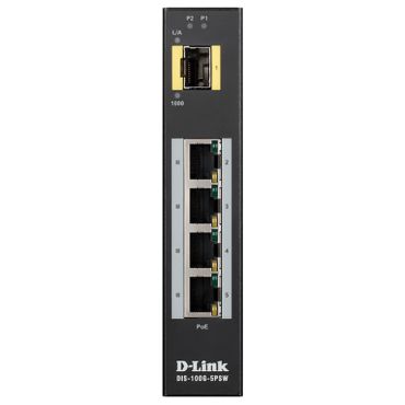 D-Link 5-port Unmanaged Industrial PoE Switch -40C to +75C, 120W PoE Budget